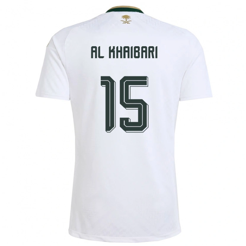 Danxen Dětské Saúdská Arábie Abdullah Al-Khaibari #15 Bílá Zelená Zlatá Daleko Hráčské Dresy 26-28 Dres