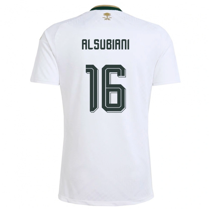 Danxen Dětské Saúdská Arábie Faisal Alsubiani #16 Bílá Zelená Zlatá Daleko Hráčské Dresy 26-28 Dres