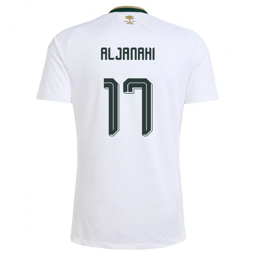 Danxen Dětské Saúdská Arábie Nawaf Aljanahi #17 Bílá Zelená Zlatá Daleko Hráčské Dresy 26-28 Dres