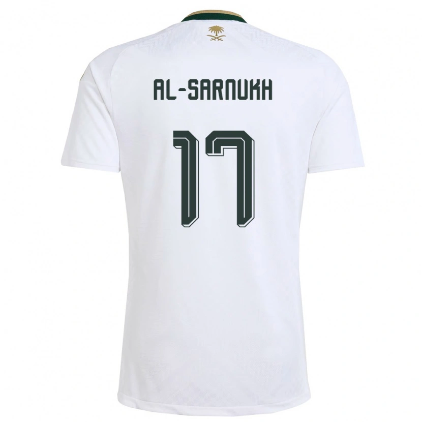 Danxen Dětské Saúdská Arábie Mohamed Al-Sarnukh #17 Bílá Zelená Zlatá Daleko Hráčské Dresy 26-28 Dres