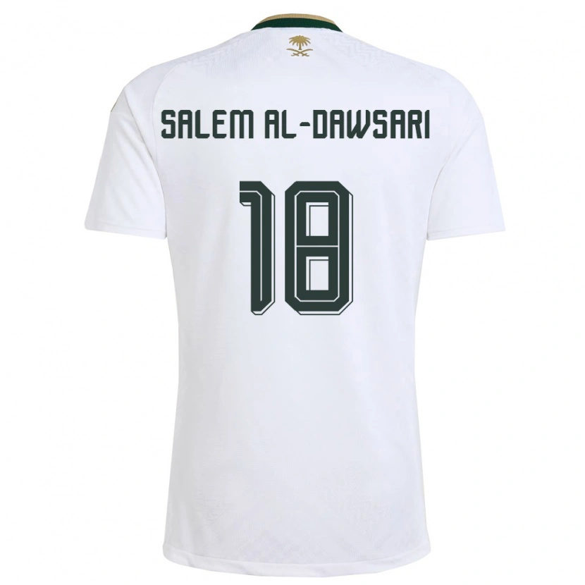 Danxen Dětské Saúdská Arábie Nawaf Salem Al-Dawsari #18 Bílá Zelená Zlatá Daleko Hráčské Dresy 26-28 Dres
