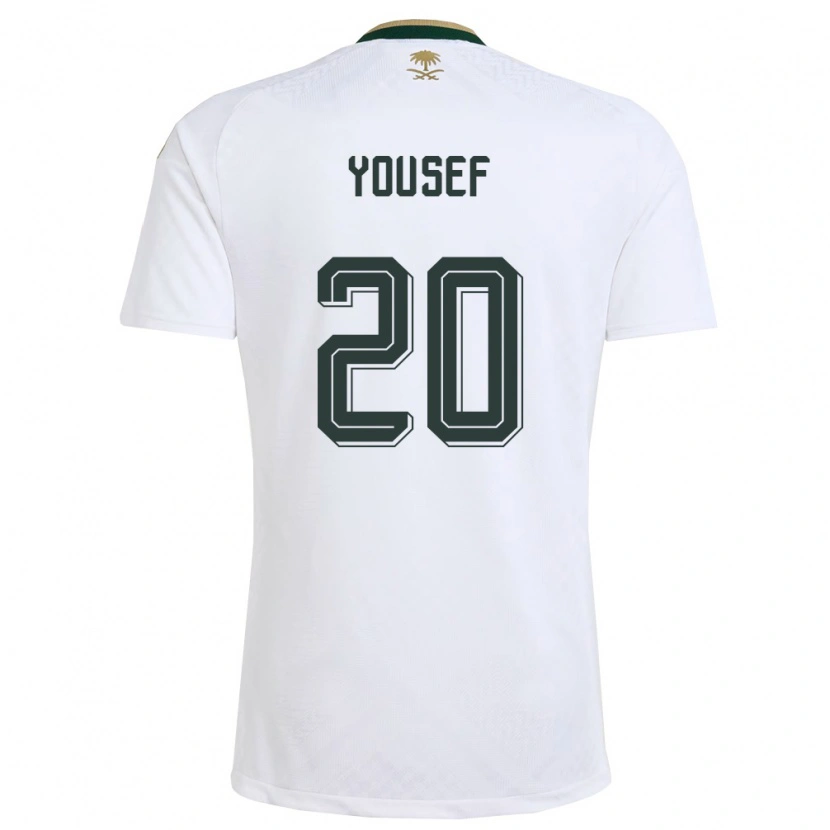 Danxen Dětské Saúdská Arábie Fares Yousef #20 Bílá Zelená Zlatá Daleko Hráčské Dresy 26-28 Dres