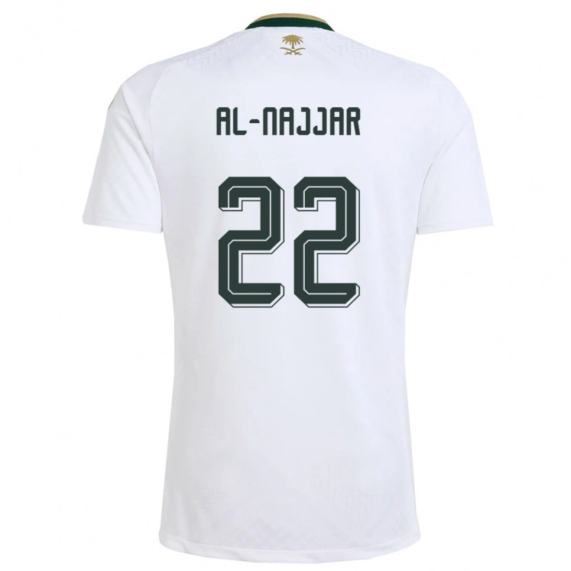 Danxen Dětské Saúdská Arábie Raghed Al-Najjar #22 Bílá Zelená Zlatá Daleko Hráčské Dresy 26-28 Dres