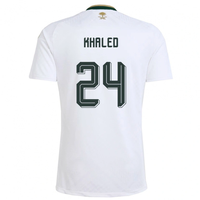 Danxen Dětské Saúdská Arábie Atheer Khaled #24 Bílá Zelená Zlatá Daleko Hráčské Dresy 26-28 Dres