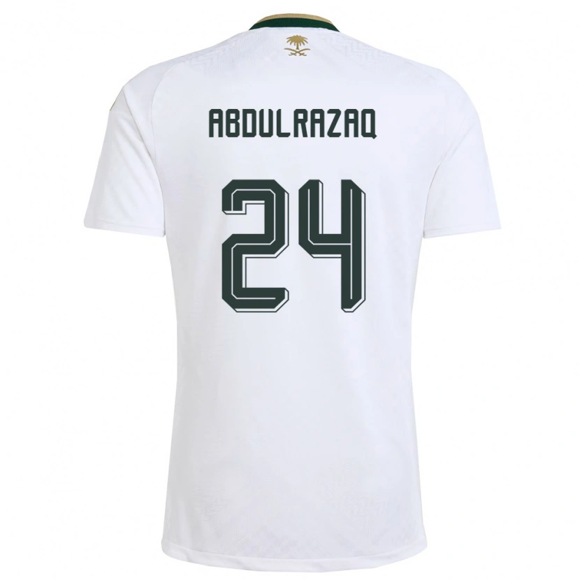 Danxen Dětské Saúdská Arábie Aseel Abdulrazaq #24 Bílá Zelená Zlatá Daleko Hráčské Dresy 26-28 Dres