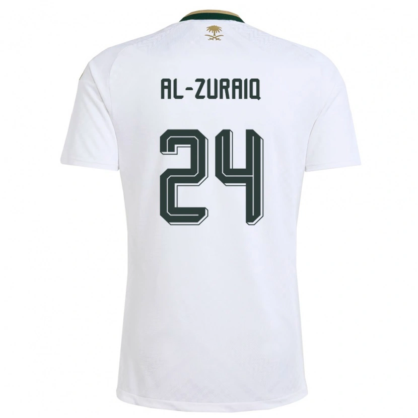 Danxen Dětské Saúdská Arábie Saeed Ibrahim Al-Zuraiq #24 Bílá Zelená Zlatá Daleko Hráčské Dresy 26-28 Dres