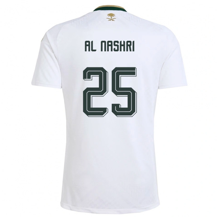 Danxen Dětské Saúdská Arábie Awad Al Nashri #25 Bílá Zelená Zlatá Daleko Hráčské Dresy 26-28 Dres