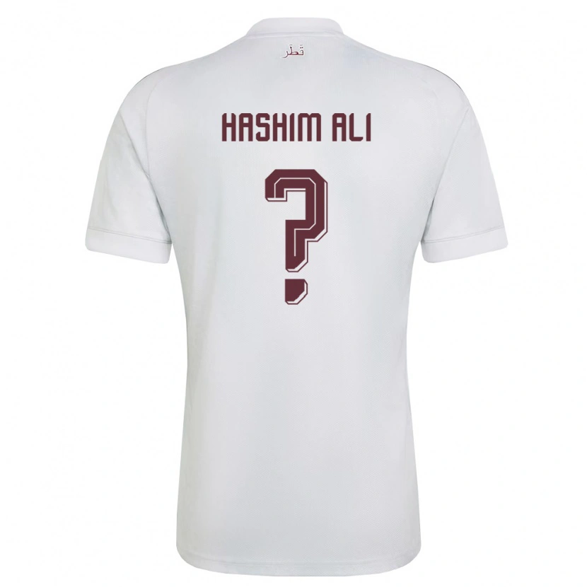 Danxen Dětské Katar Hashim Ali #0 Bílá Vínová Daleko Hráčské Dresy 26-28 Dres