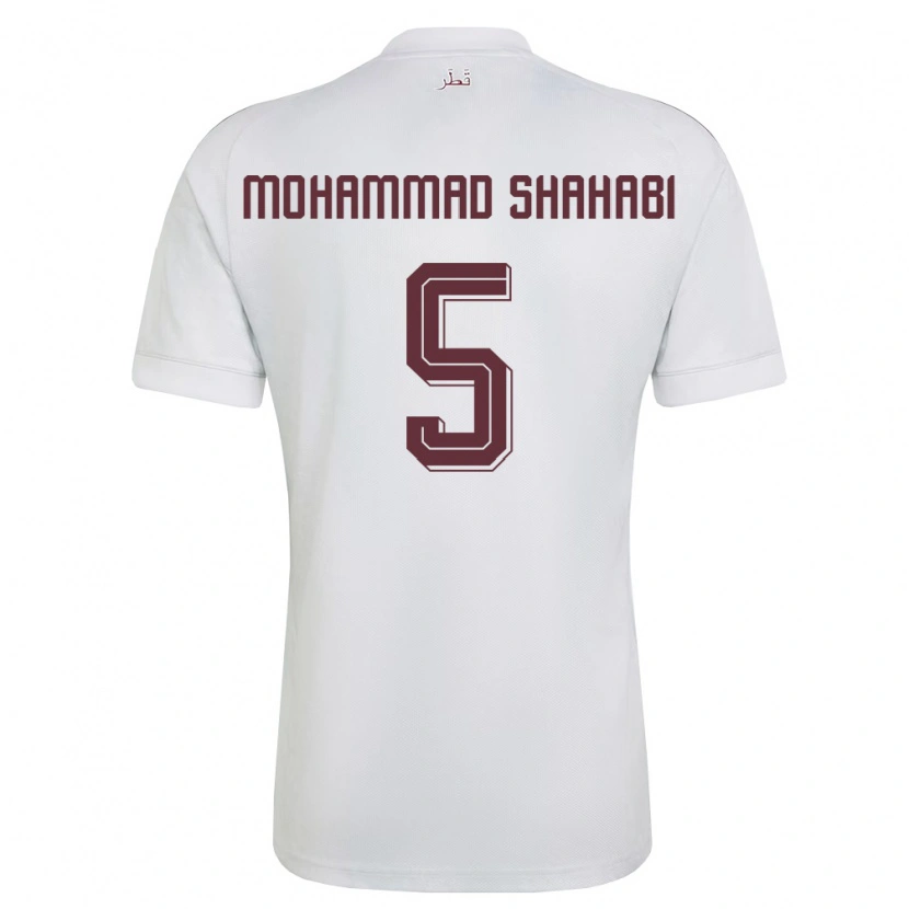Danxen Dětské Katar Ali Mohammad Shahabi #5 Bílá Vínová Daleko Hráčské Dresy 26-28 Dres