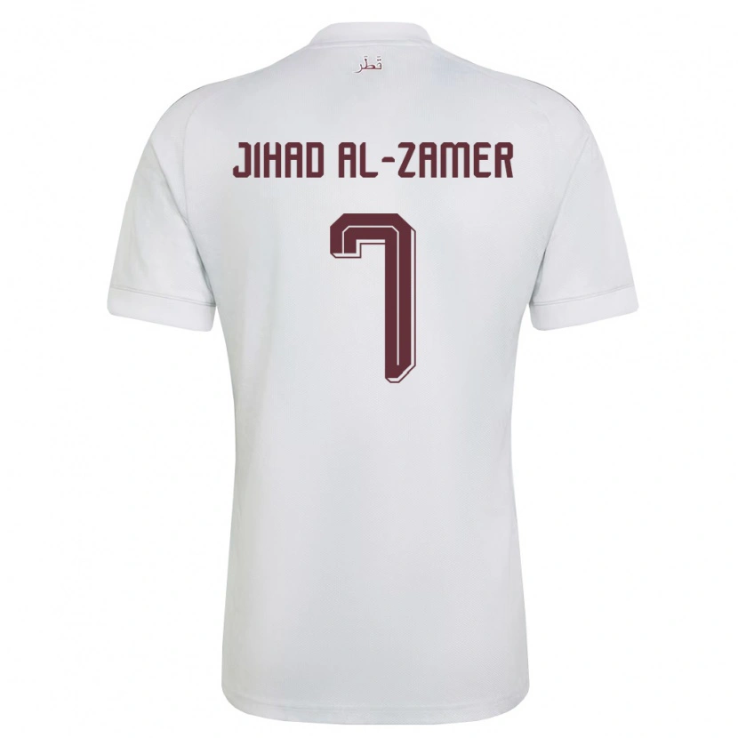 Danxen Dětské Katar Mohammed Jihad Al-Zamer #7 Bílá Vínová Daleko Hráčské Dresy 26-28 Dres