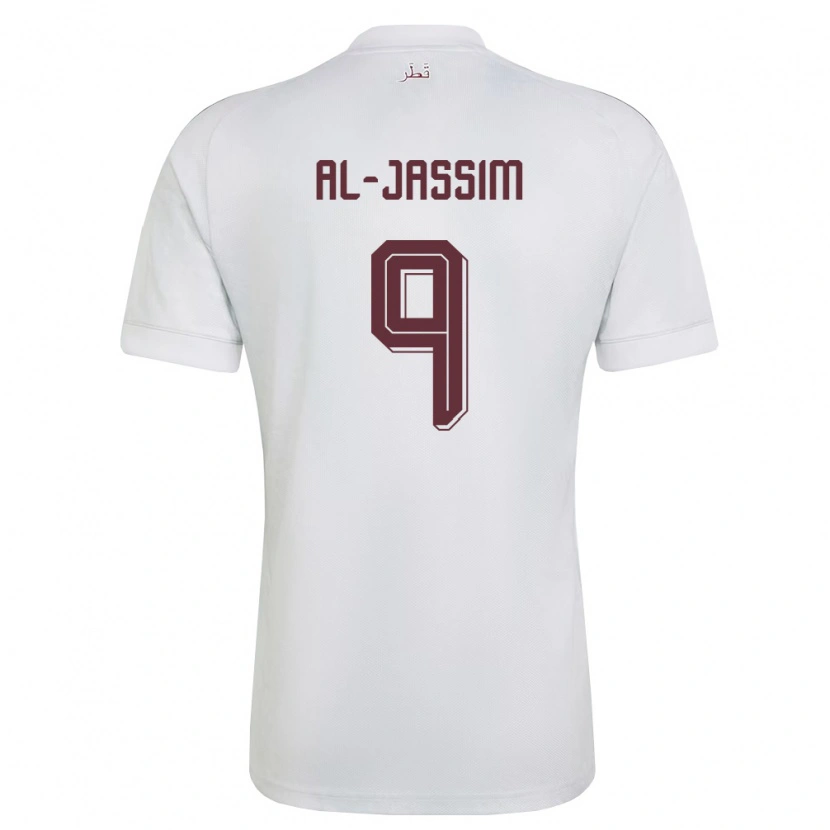 Danxen Dětské Katar Kholoud Al Jassim #9 Bílá Vínová Daleko Hráčské Dresy 26-28 Dres
