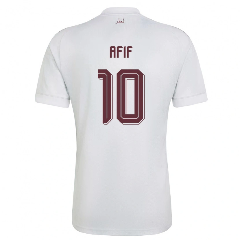 Danxen Dětské Katar Akram Afif #10 Bílá Vínová Daleko Hráčské Dresy 26-28 Dres