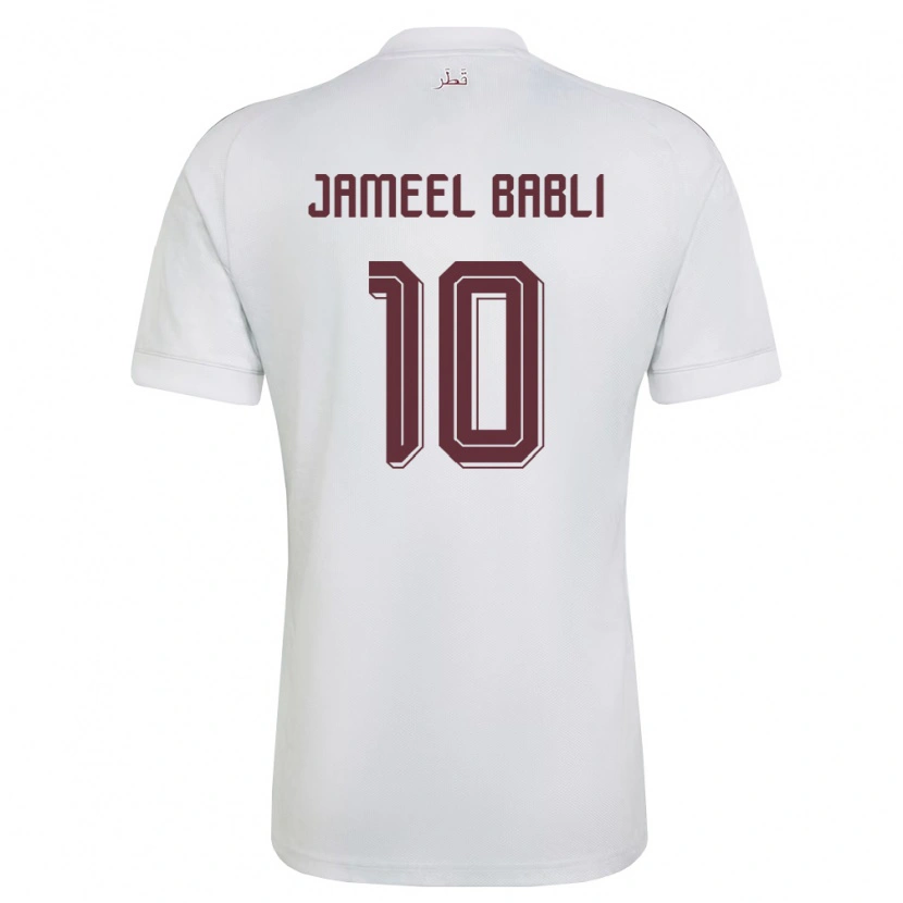 Danxen Dětské Katar Mohannad Babli #10 Bílá Vínová Daleko Hráčské Dresy 26-28 Dres