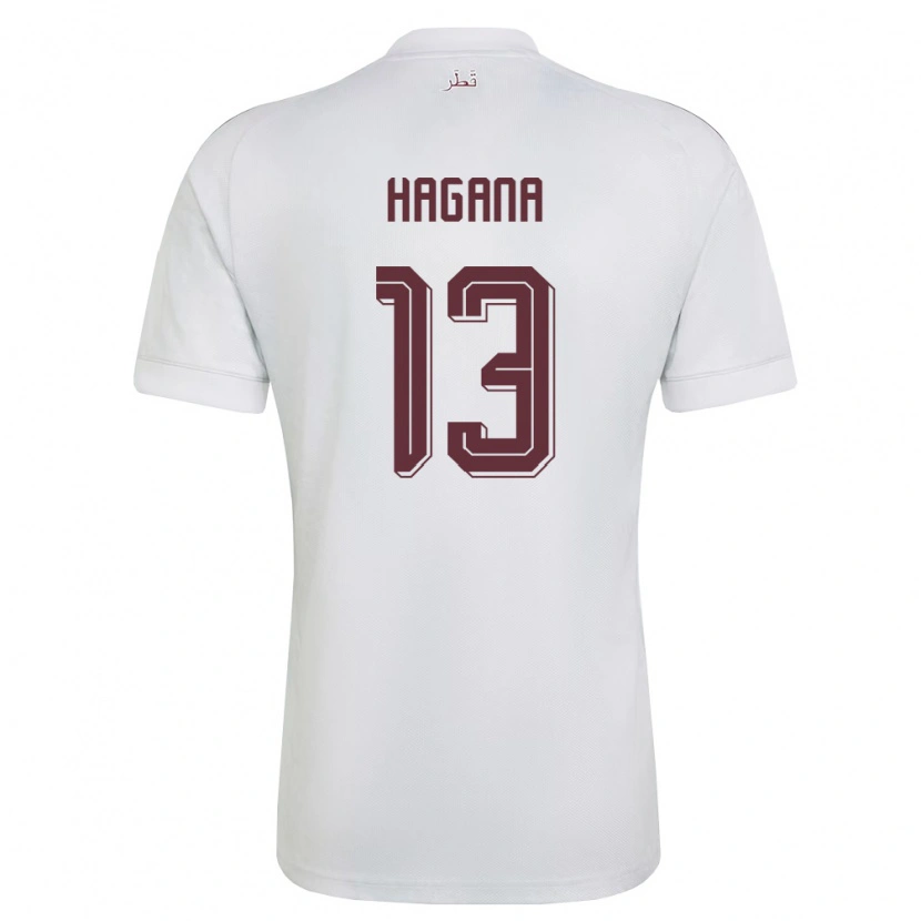 Danxen Dětské Katar Ahmed Hagana #13 Bílá Vínová Daleko Hráčské Dresy 26-28 Dres