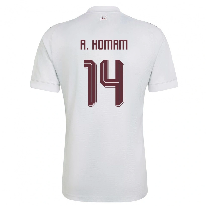 Danxen Dětské Katar Homam Ahmed #14 Bílá Vínová Daleko Hráčské Dresy 26-28 Dres