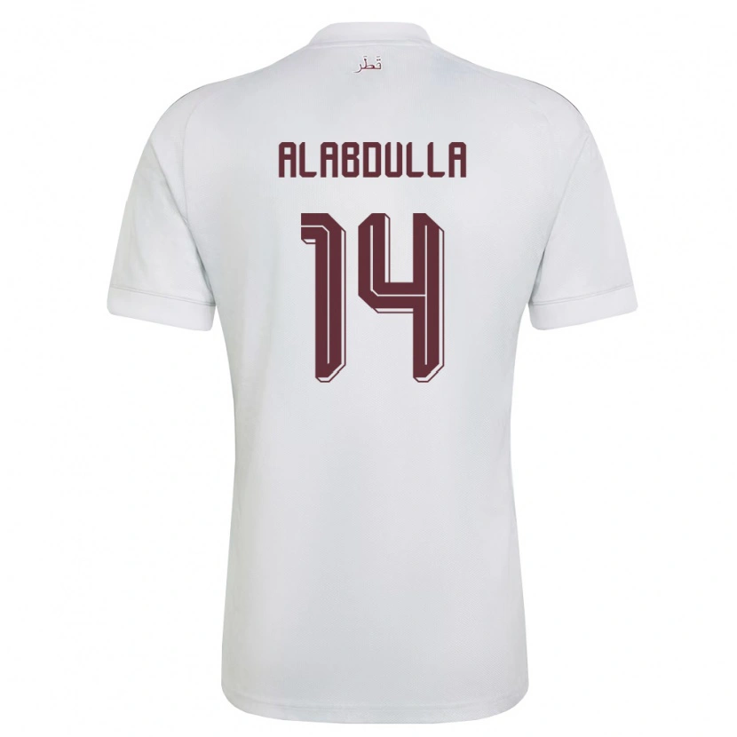 Danxen Dětské Katar Moudhi Alabdulla #14 Bílá Vínová Daleko Hráčské Dresy 26-28 Dres