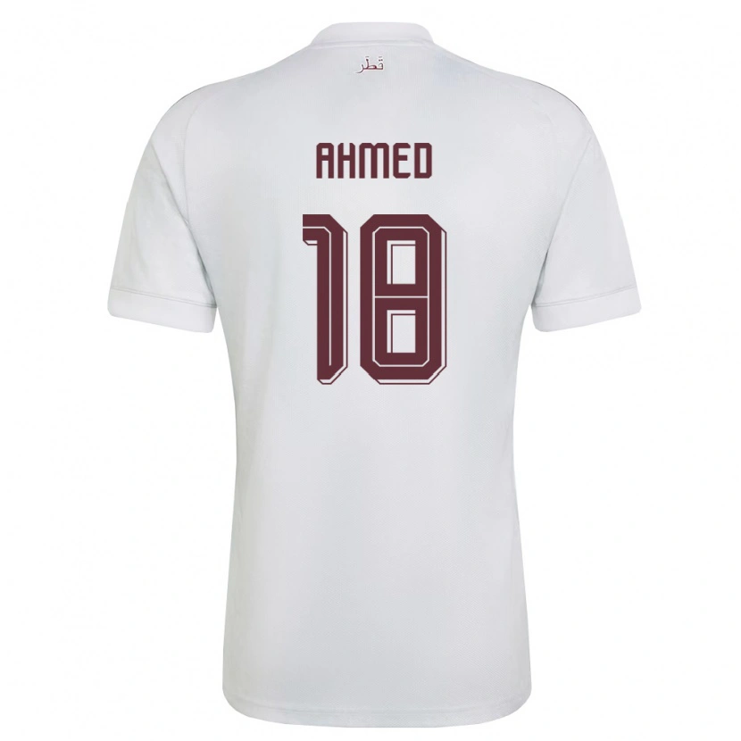 Danxen Dětské Katar Mostafa Ahmed #18 Bílá Vínová Daleko Hráčské Dresy 26-28 Dres