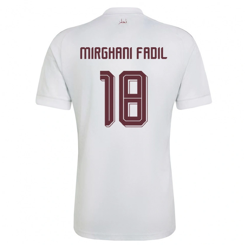 Danxen Dětské Katar Awab Mirghani Fadil #18 Bílá Vínová Daleko Hráčské Dresy 26-28 Dres
