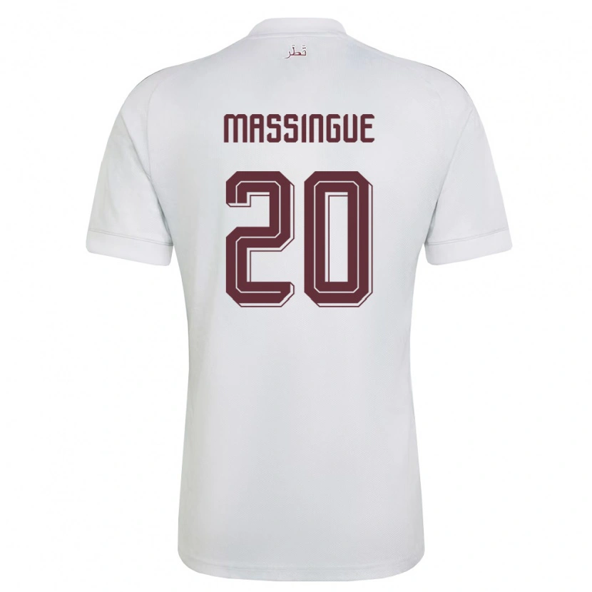 Danxen Dětské Katar Kelvin Massingue #20 Bílá Vínová Daleko Hráčské Dresy 26-28 Dres