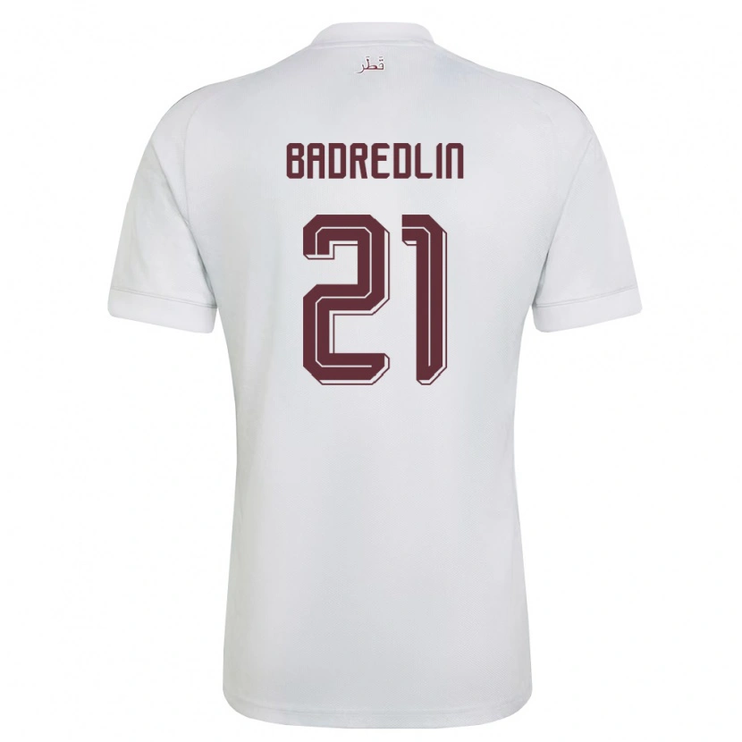 Danxen Dětské Katar Marwan Badredlin #21 Bílá Vínová Daleko Hráčské Dresy 26-28 Dres