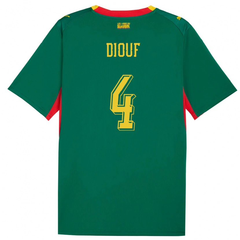 Danxen Dětské Senegal Fallou Diouf #4 Zelená Žlutá Červená Daleko Hráčské Dresy 26-28 Dres