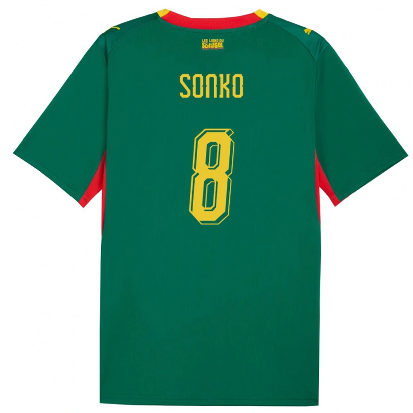 Danxen Dětské Senegal Bakary Sonko #8 Zelená Žlutá Červená Daleko Hráčské Dresy 26-28 Dres