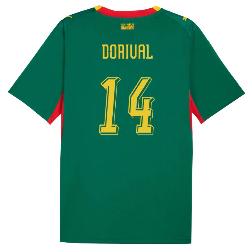 Danxen Dětské Senegal Pierre Dorival #14 Zelená Žlutá Červená Daleko Hráčské Dresy 26-28 Dres