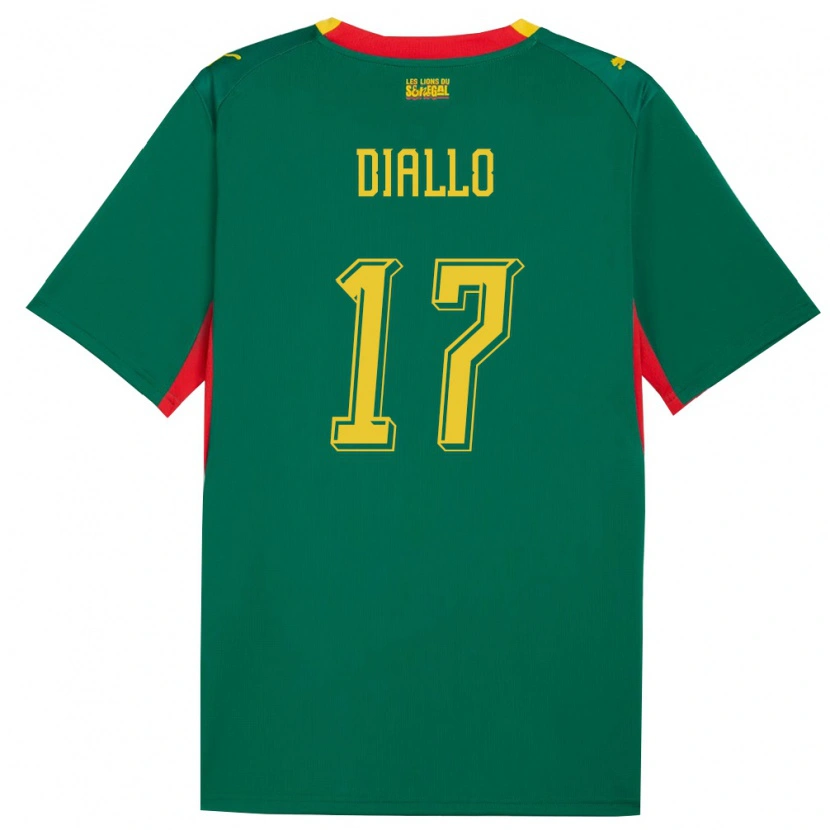 Danxen Dětské Senegal Ibrahima Diallo #17 Zelená Žlutá Červená Daleko Hráčské Dresy 26-28 Dres