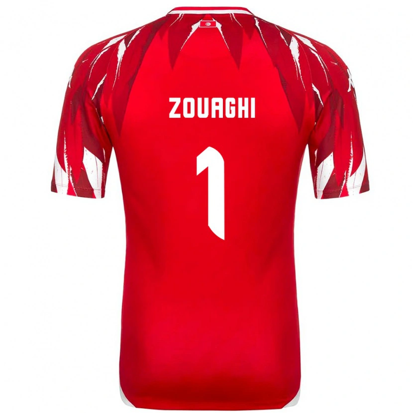 Danxen Dětské Tunisko Thomas Zouaghi #1 Červená Bílá Daleko Hráčské Dresy 26-28 Dres