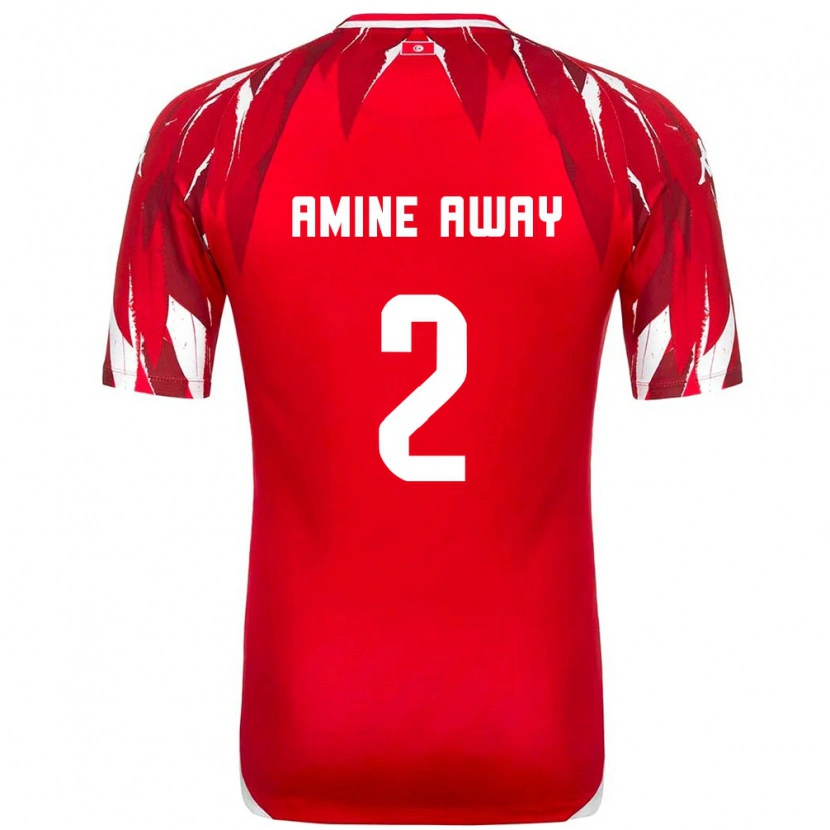 Danxen Dětské Tunisko Mohamed Amine Away #2 Červená Bílá Daleko Hráčské Dresy 26-28 Dres