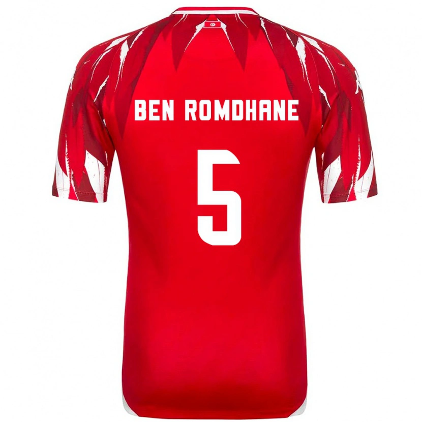Danxen Dětské Tunisko Mohamed Ali Ben Romdhane #5 Červená Bílá Daleko Hráčské Dresy 26-28 Dres