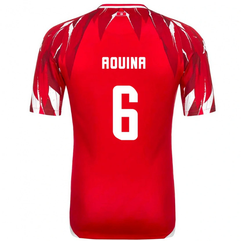 Danxen Dětské Tunisko Rania Aouina #6 Červená Bílá Daleko Hráčské Dresy 26-28 Dres