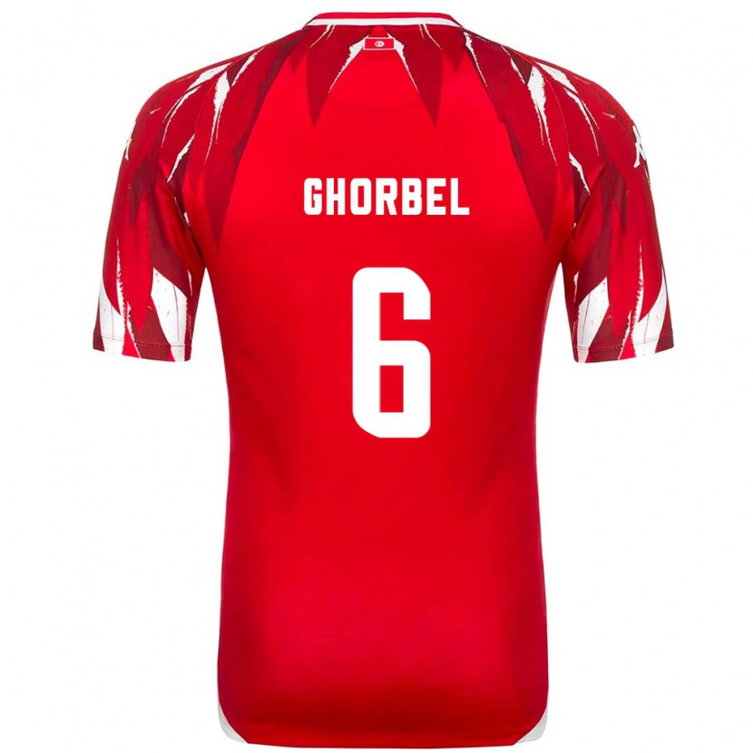 Danxen Dětské Tunisko Mahmoud Ghorbel #6 Červená Bílá Daleko Hráčské Dresy 26-28 Dres