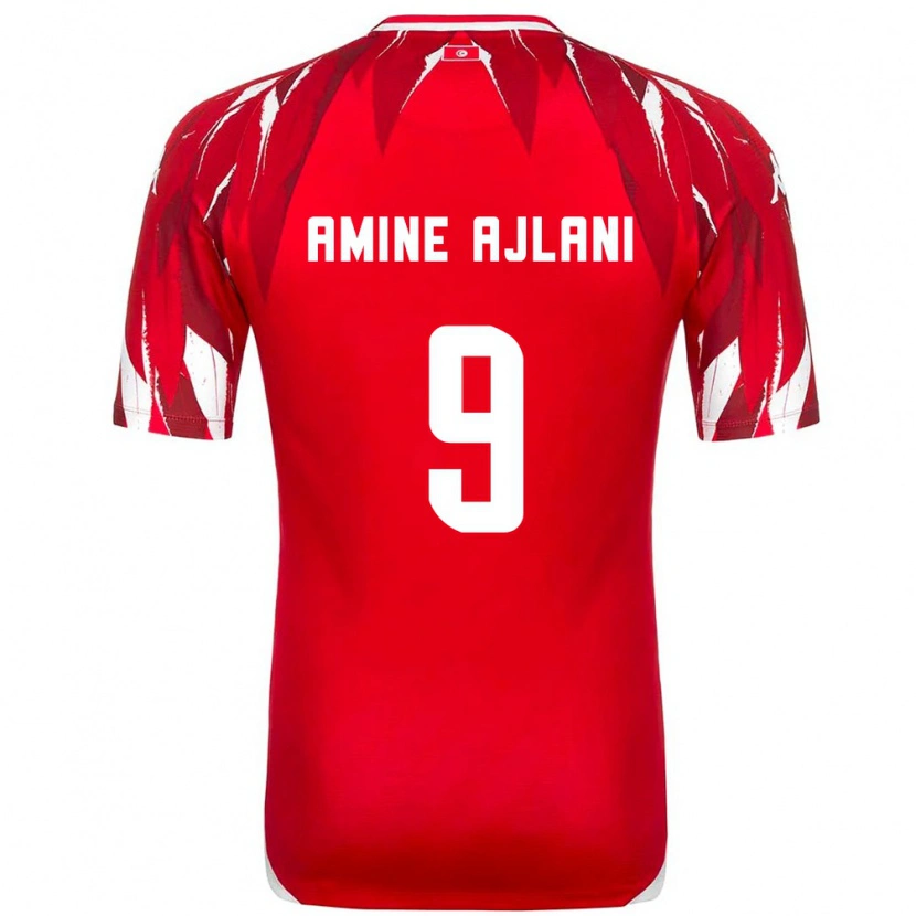 Danxen Dětské Tunisko Mohamed Amine Ajlani #9 Červená Bílá Daleko Hráčské Dresy 26-28 Dres