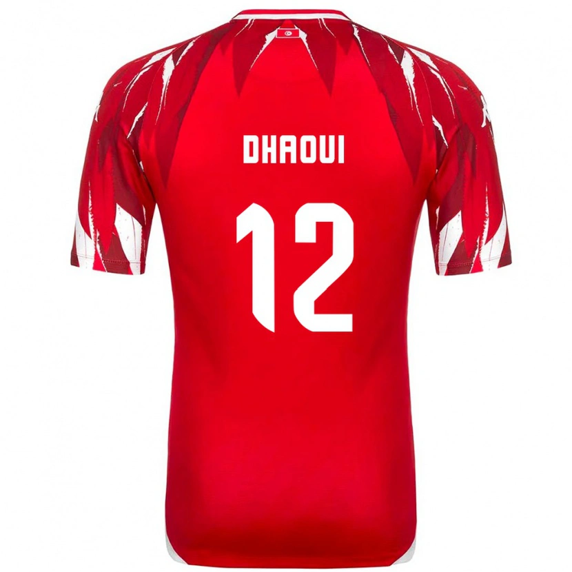 Danxen Dětské Tunisko Elyes Dhaoui #12 Červená Bílá Daleko Hráčské Dresy 26-28 Dres