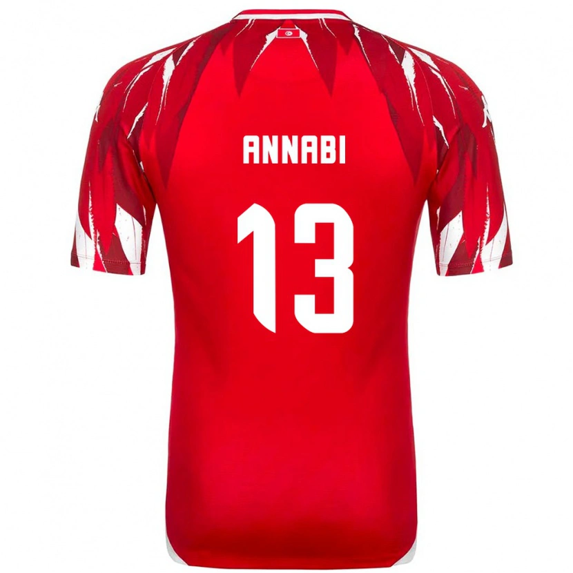 Danxen Dětské Tunisko Ilias Annabi #13 Červená Bílá Daleko Hráčské Dresy 26-28 Dres