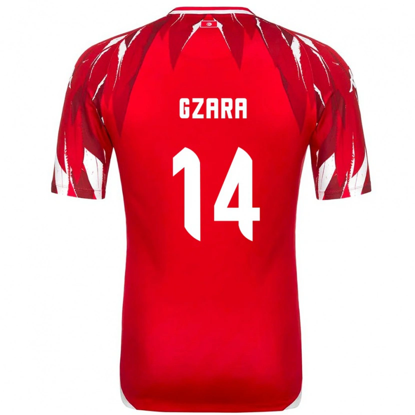 Danxen Dětské Tunisko Ahmed Gzara #14 Červená Bílá Daleko Hráčské Dresy 26-28 Dres