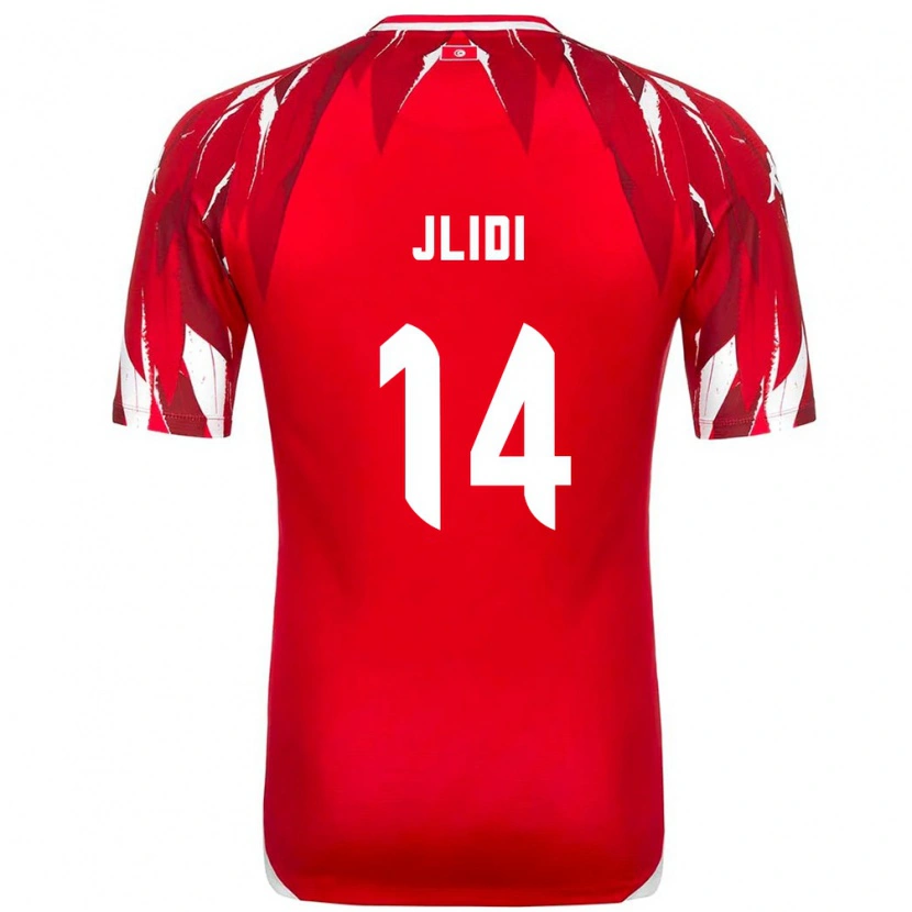 Danxen Dětské Tunisko Yahia Jlidi #14 Červená Bílá Daleko Hráčské Dresy 26-28 Dres