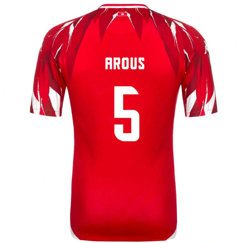 Danxen Dětské Tunisko Adem Arous #5 Červená Bílá Daleko Hráčské Dresy 26-28 Dres