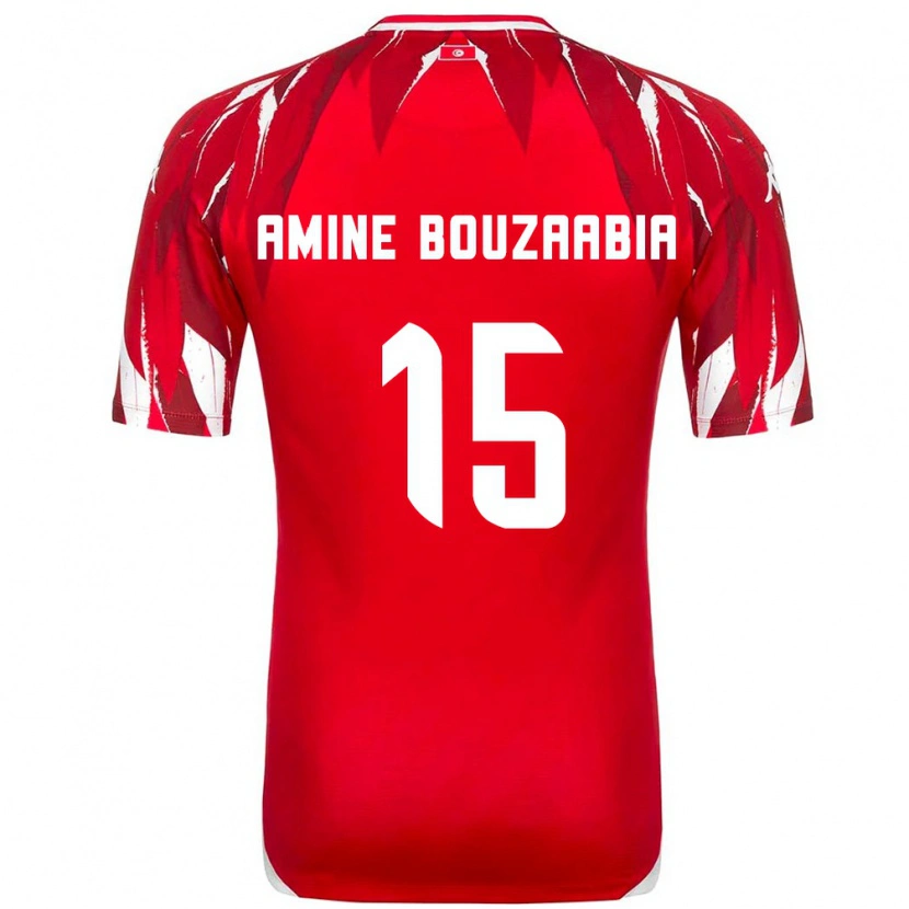 Danxen Dětské Tunisko Mohamed Amine Bouzaabia #15 Červená Bílá Daleko Hráčské Dresy 26-28 Dres