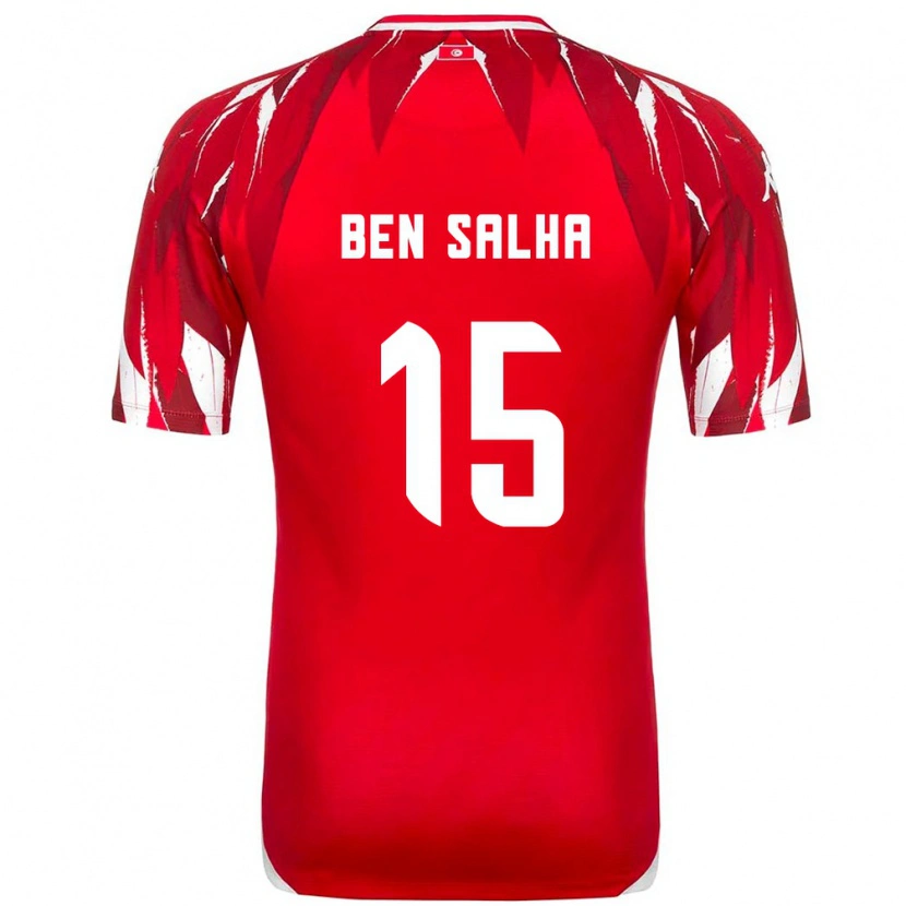 Danxen Dětské Tunisko Yakine Ben Salha #15 Červená Bílá Daleko Hráčské Dresy 26-28 Dres