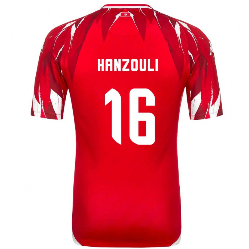 Danxen Dětské Tunisko Moatez Hanzouli #16 Červená Bílá Daleko Hráčské Dresy 26-28 Dres