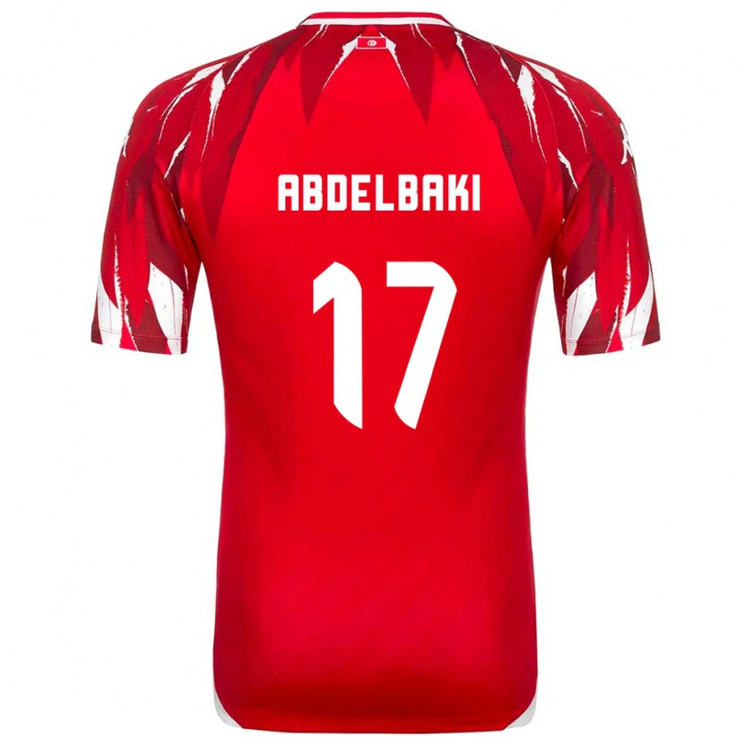 Danxen Dětské Tunisko Aziz Abdelbaki #17 Červená Bílá Daleko Hráčské Dresy 26-28 Dres