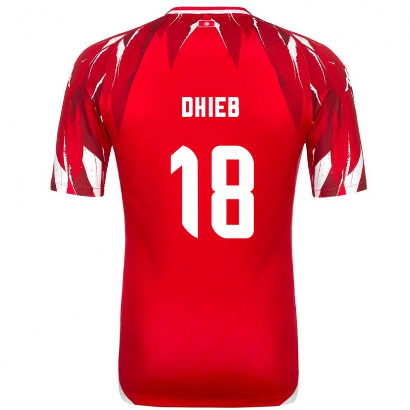 Danxen Dětské Tunisko Taha Dhieb #18 Červená Bílá Daleko Hráčské Dresy 26-28 Dres