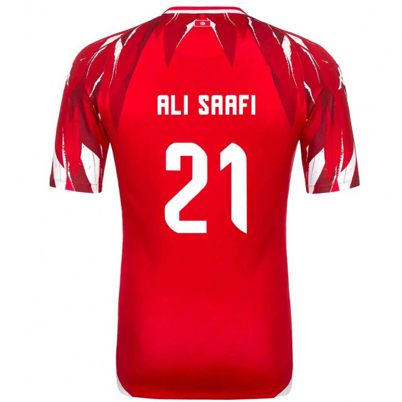 Danxen Dětské Tunisko Mohamed Ali Saafi #21 Červená Bílá Daleko Hráčské Dresy 26-28 Dres