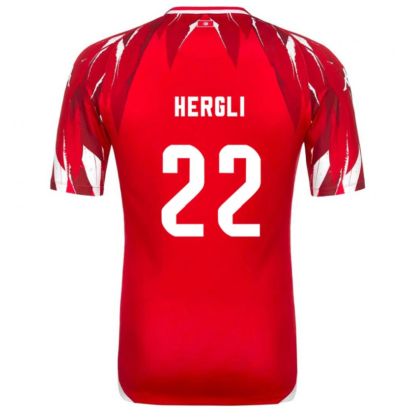 Danxen Dětské Tunisko Said Hergli #22 Červená Bílá Daleko Hráčské Dresy 26-28 Dres