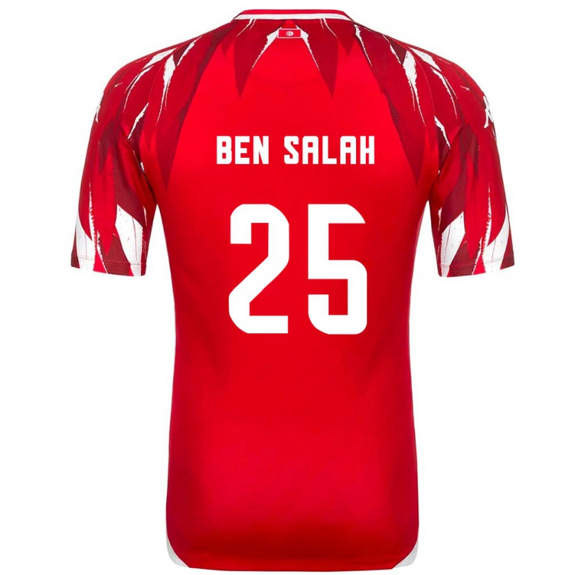 Danxen Dětské Tunisko Heni Ben Salah #25 Červená Bílá Daleko Hráčské Dresy 26-28 Dres