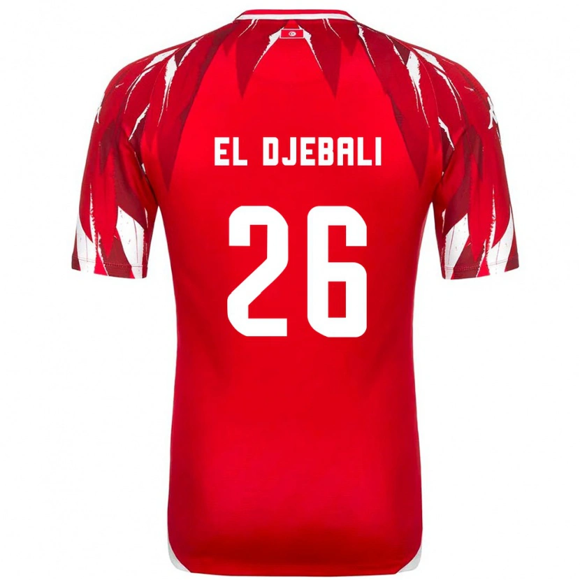 Danxen Dětské Tunisko Chaim El Djebali #26 Červená Bílá Daleko Hráčské Dresy 26-28 Dres