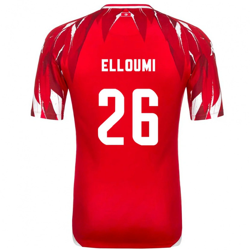 Danxen Dětské Tunisko Khalil Elloumi #26 Červená Bílá Daleko Hráčské Dresy 26-28 Dres
