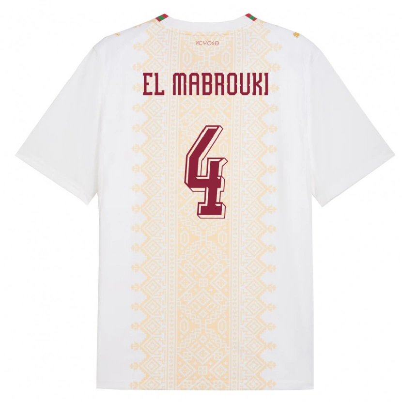 Danxen Dětské Maroko Imran El Mabrouki #4 Bílá Zlatá Červená Daleko Hráčské Dresy 26-28 Dres